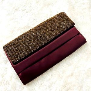 Vintage evening clutch satin burgundy